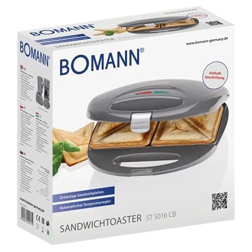  [아마존베스트]Bomann ST 5016 CB Sandwich Toaster with Non-Stick Coating and Overheating Protection Grey