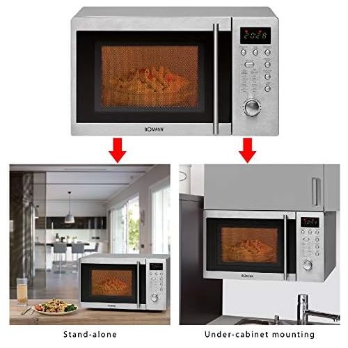  [아마존베스트]Bomann Underbuildable microwave with grill and stainless steel microwave oven, 20 litre cooking room including mounting material (powerful 1250 watts + 5 microwave power levels)