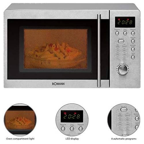  [아마존베스트]Bomann Underbuildable microwave with grill and stainless steel microwave oven, 20 litre cooking room including mounting material (powerful 1250 watts + 5 microwave power levels)