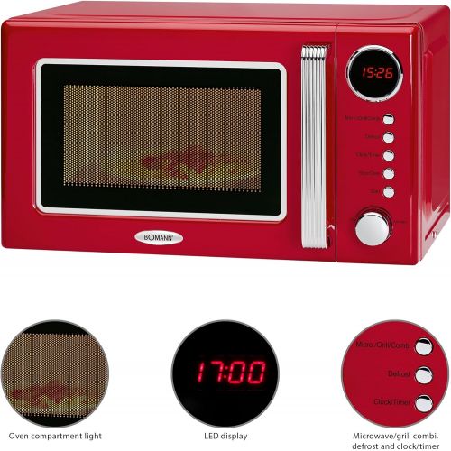  [아마존베스트]Bomann MWG 2270CB 2in 1Microwave Retro Design, red