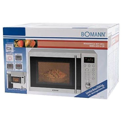  [아마존베스트]Bomann Underbuildable Microwave with Grill Made of Stainless Steel, Microwave Appliance, Microwave Appliances 20 Litres Cooking Space Include Mounting Material (Powerful 1250 W with 5 Mic