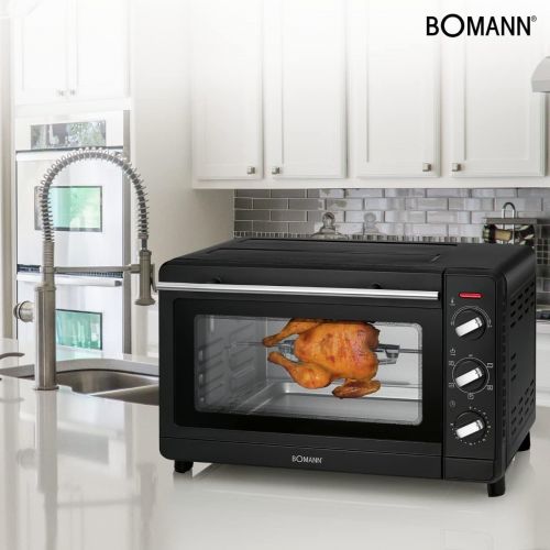  [아마존베스트]Bomann MBG 6023 CB Multi-Purpose Oven 30 Litre Oven / Recirculation + Top and Bottom Heat / Includes Rotisserie and Pizza Stone / 90 Minute Timer with End Signal / Black