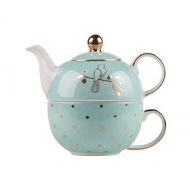 Bombay Duck Miss Darcy Tea for One Set Mug Cup Teapot in Mint and Gold