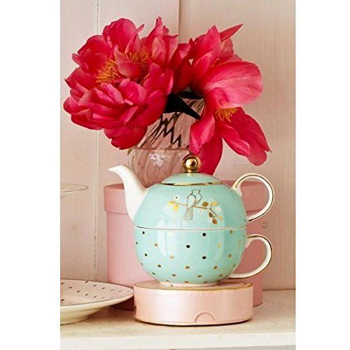  Bombay Duck Miss Darcy Tea for One Set Mug Cup Teapot in Mint and Gold