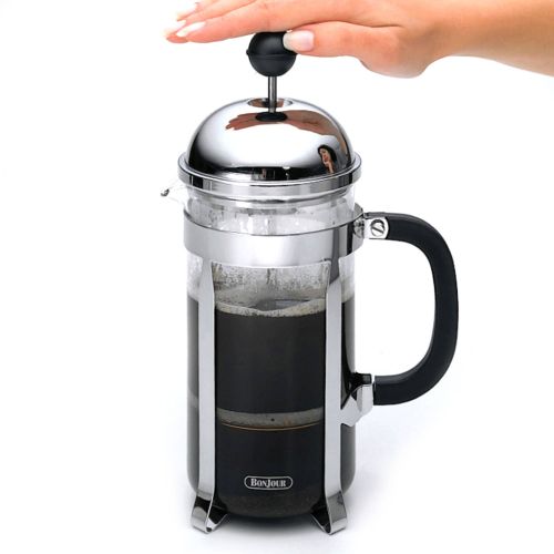  BonJour Coffee Stainless Steel French Press with Glass Carafe, 50.7-Ounce, Monet, Black Handle