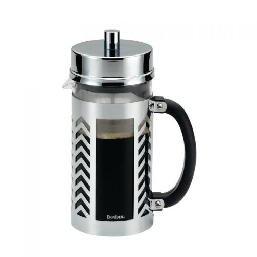  BonJour Coffee Glass and Stainless Steel French Press, 33.8-Ounce, Chevron
