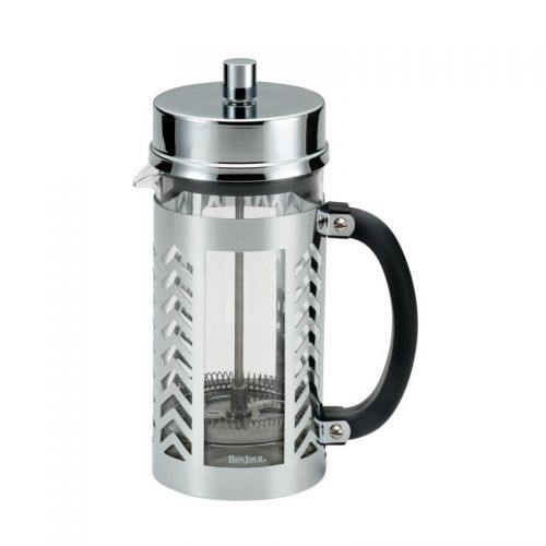  BonJour Coffee Glass and Stainless Steel French Press, 33.8-Ounce, Chevron