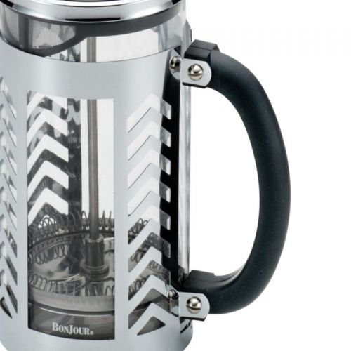  BonJour Coffee Glass and Stainless Steel French Press, 33.8-Ounce, Chevron