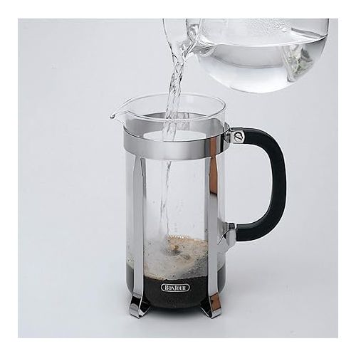  Bonjour Maximus French Press Coffee Maker, 8 Cup, Silver