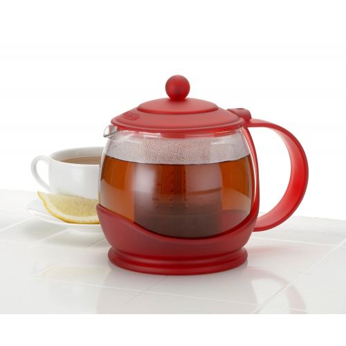  BonJour Teapots 1.2L Prosperity Teapot with Shut-Off, Rouge