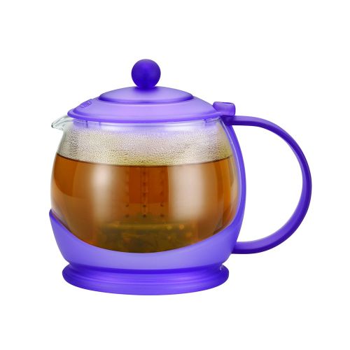  BonJour Tea Prosperity Borosilicate Glass Teapot with Plastic Frame, 42-Ounce, French Lavender