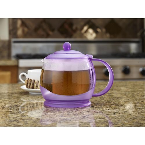 BonJour Tea Prosperity Borosilicate Glass Teapot with Plastic Frame, 42-Ounce, French Lavender