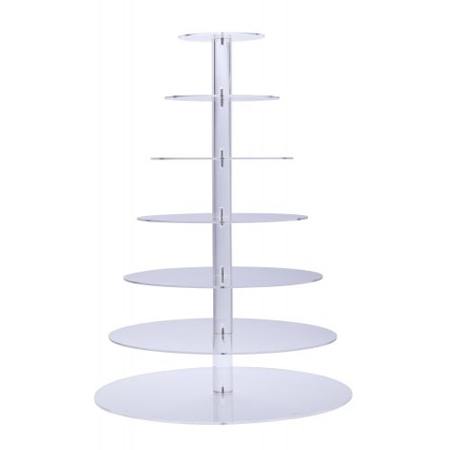  BonNoces Acrylic 7-Tier Round Stacked Party Cupcake Stand -Tiered cake Stand/Cupcake Tower -Tea Party Serving Platter for Wedding Party