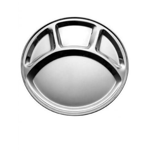  Bona fide - Unit of Signature Metal bona fide Stainless Steel Sectioned Dinner Plates,1 inch deep, 10 inches With 4 Compartments - Great for Kids, Picky Eaters, Campers, and for Portion Control