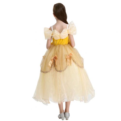  Bonallo Princess Belle Costume Little Girls Dress Princess Dress up Dresses with Sleeves Rose