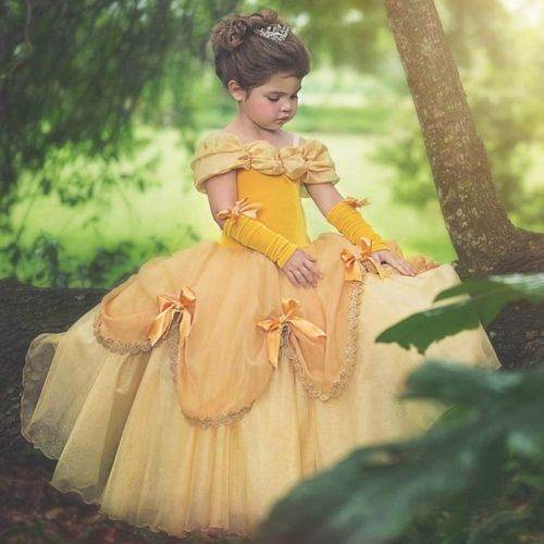  Bonallo Princess Belle Costume Little Girls Dress Princess Dress up Dresses with Sleeves Rose