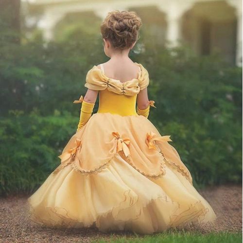  Bonallo Princess Belle Costume Little Girls Dress Princess Dress up Dresses with Sleeves Rose