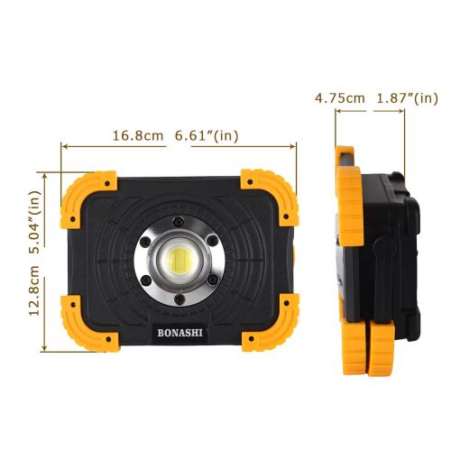  Bonashi Portable LED Work Light, Super Bright 15W Emergency Light,COB LED Flashlight with Aluminum Body,Rechargeable Outdoor Food Light,4400 mAh Power Bank for Walking,Hiking,Works