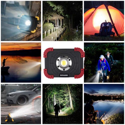  Bonashi Portable LED Work Light, Super Bright 15W Emergency Light,COB LED Flashlight with Aluminum Body,Rechargeable Outdoor Food Light,4400 mAh Power Bank for Walking,Hiking,Works