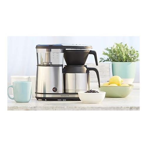  Bonavita 5 Cup Drip Coffee Maker Machine, One-Touch Pour Over Brewing w/Double Wall Thermal Carafe, SCA Certified, 1100 Watt, BPA Free, Dishwasher Safe, Stainless Steel, BV1500TS