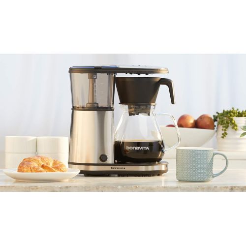  Bonavita BV1901GW 8-Cup One-Touch Coffee Maker Featuring Glass Carafe and Warming Plate, 12.6 x 6.8 x 12.2 inches, chrome