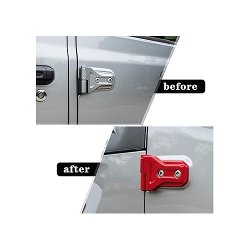  Bonbo Red Door Hinge Cover Trim Exterior Accessories 8PCS for Jeep Wrangler JL JLU Sports Sahara Freedom Rubicon Unlimited Gladiator JT 2/4-Door 2018-2024