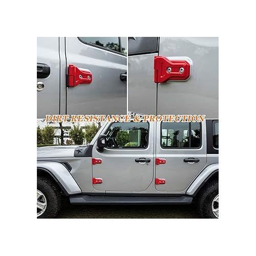  Bonbo Red Door Hinge Cover Trim Exterior Accessories 8PCS for Jeep Wrangler JL JLU Sports Sahara Freedom Rubicon Unlimited Gladiator JT 2/4-Door 2018-2024