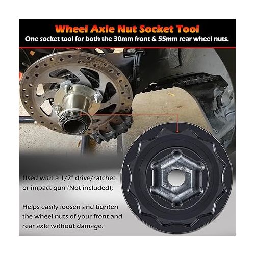  Bonbo Front Rear Wheel Axle Nut Socket Tool for Ducati Motorcycle ATVs Super Bike 1098 1198 1199 Panigale Multistrada Diavel (30mm + 55mm)