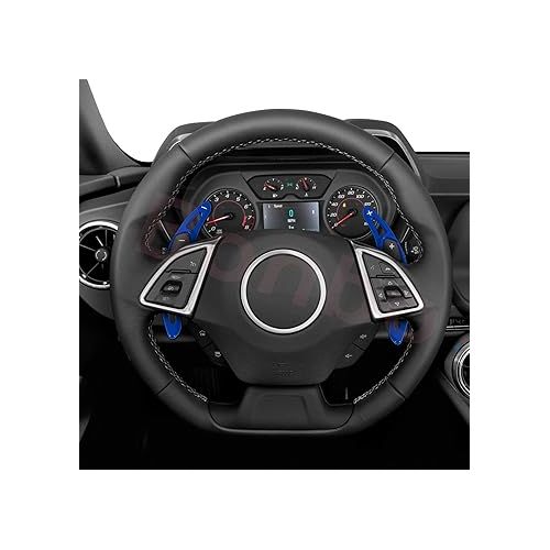  Bonbo Blue Aluminum Steering Paddle Shifter Extension Cover Trim Interior Accessories for Chevrolet Camaro 2016-2022, 2014-2019 Chevrolet Corvette C7