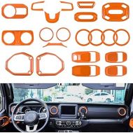 Bonbo 21PCS Car Interior Accessories-Air Conditioning Vent & Steering Wheel & Reading Light & Roof Speaker etc Fits for 2018-2023 Jeep Wrangler JL JLU & Gladiator JT (Orange)