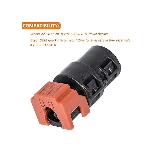  Bonbo 6.7L Powerstroke Fuel Filter Return Line Connector Fitting Fits for Ford 2017-2020 3846 HC3Z-9A564-A Return Line Assembly (Black Red)