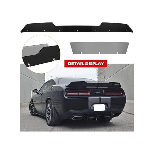  Bonbo Rear Wickerbill Spoiler Fits for Dodge Challenger 2008-2014 SRT RT SXT SE Hellcat Scat Pack, Add-on Type 2-Piece Rear Wicker Bill Spoiler with RivNut Tool (Gloss Black)