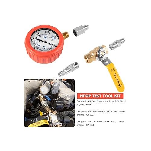  Bonbo Hpop Test Tool High Pressure & Air Leak Test Gauge Tool Kit Fits for Ford F250 F350 6.0L & 7.3L Powerstroke 1994-2007