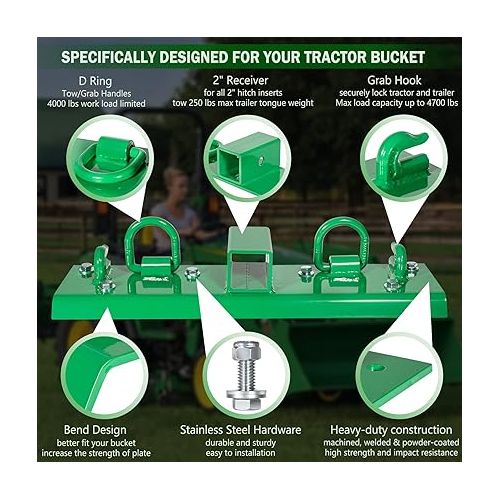  Heavy Duty Bolt on Compact Tractor Grab Hooks 2