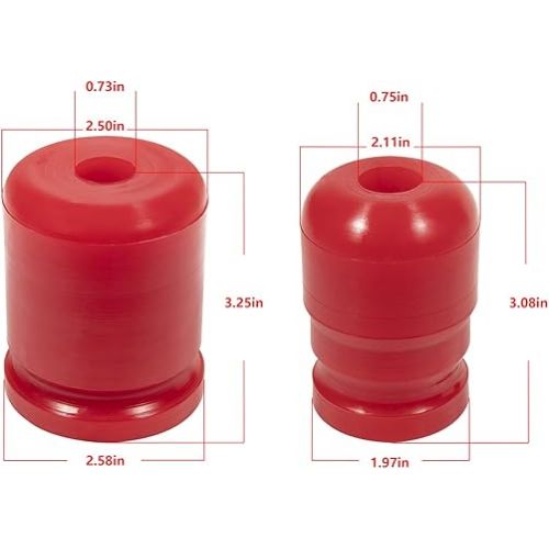  Bonbo 4PCS Upgrade 1-1303 Bump Stop & 1-1304 Bump Stop Polyurethane Front & Rear for Jeep Wrangler JK JKU Sport Rubicon Sahara Freedom Unlimited 2007-2018