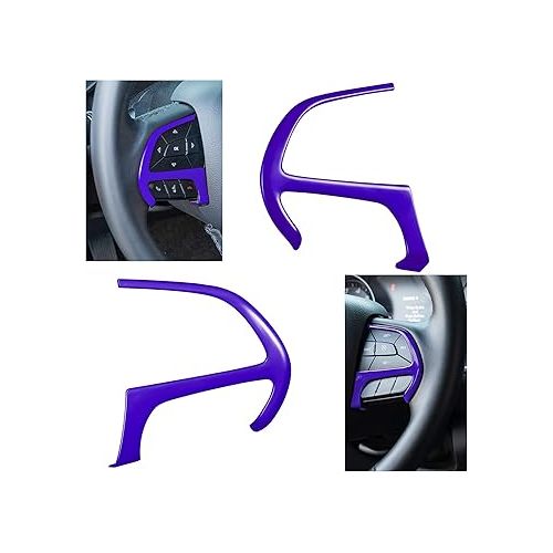  Bonbo Steering Wheel Cover Trim Interior Accessories Decoration Kit for 2015-2021 Dodge Challenger Charger, for 2014-2021 Dodge Durango Special-Purpose 3PCS/Set (Blue)