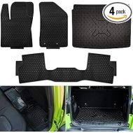 Bonbo Floor Mats & Cargo Liner Set Fits for Jeep Renegade 2015-2022 2023, Custom Fit Front + Rear Seat Slush Mats, Eco-Friendly Rubber, Heavy Duty, All Weather Protector Accessories (Black, Pack of 4)