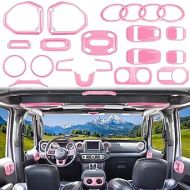 Bonbo Interior Accessories Kit 21 PCS Full Set Cover Trim AC Vent Reading Light Speaker Headlight Switch for Jeep Wrangler JL JLU & Gladiator JT 2018-2024 (Pink)