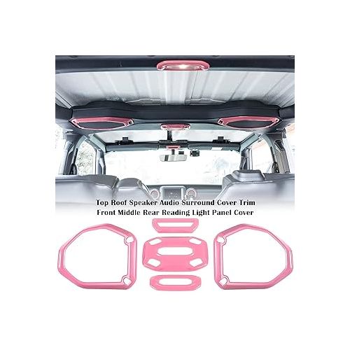  Bonbo Interior Accessories Kit 21 PCS Full Set Cover Trim AC Vent Reading Light Speaker Headlight Switch for Jeep Wrangler JL JLU & Gladiator JT 2018-2024 (Pink)