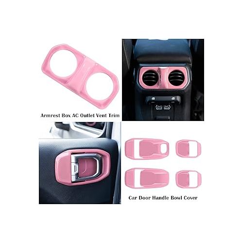  Bonbo Interior Accessories Kit 21 PCS Full Set Cover Trim AC Vent Reading Light Speaker Headlight Switch for Jeep Wrangler JL JLU & Gladiator JT 2018-2024 (Pink)