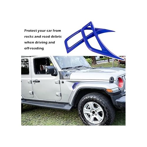  Bonbo 2PCS Exterior Accessories Wheel Eyebrow Side Air Conditioning Vent Outlet Cover Trim for Jeep Wrangler JL JLU Sports Sahara Freedom Rubicon Unlimited Gladiator JT 2018-2023 (Blue)