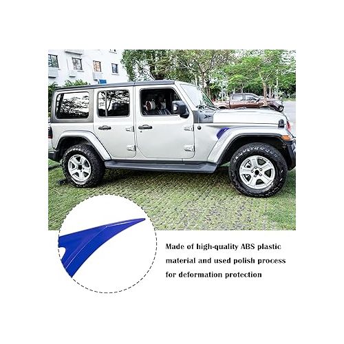  Bonbo 2PCS Exterior Accessories Wheel Eyebrow Side Air Conditioning Vent Outlet Cover Trim for Jeep Wrangler JL JLU Sports Sahara Freedom Rubicon Unlimited Gladiator JT 2018-2023 (Blue)