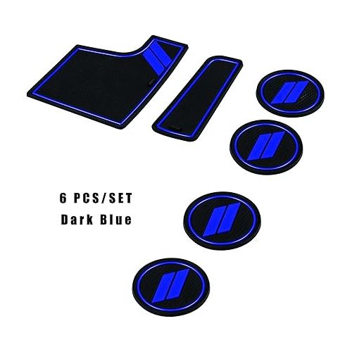  Bonbo Anti dust Mats for Dodge Charger Accessories 2015 2016 2017 2019 2020 2021 custom cup holder pad 6 pieces/set（Dark Blue