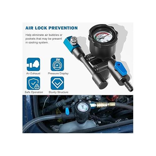  Bonbo 75260 Coolant Refiller Kit with Air Lock Preventer, Universal Fit for Car Cone Adapter, Vacuum Refills Cooling System