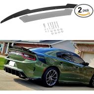 Bonbo Venom V2 Rear Wickerbill Spoiler Fits for Dodge Charger 2015-2022 2023 SRT ScatPack Hellcat, Add-on Type 2-Piece Rear Wicker Bill Spoiler with RivNut Tool (Gloss Black)