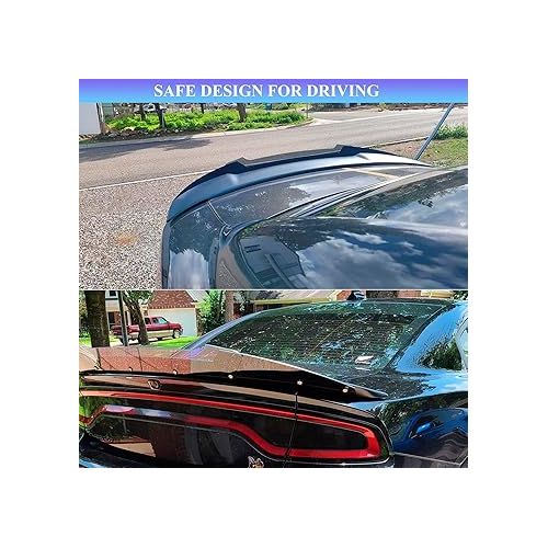  Bonbo Venom V2 Rear Wickerbill Spoiler Fits for Dodge Charger 2015-2022 2023 SRT ScatPack Hellcat, Add-on Type 2-Piece Rear Wicker Bill Spoiler with RivNut Tool (Gloss Black)