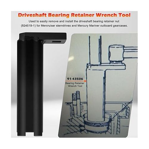  Bonbo 91-43506 Drive Shaft Bearing Retainer Wrench Tool Compatible with Mercury Mercruiser Alpha One Gen 1 Gen 2 Sterndrive Outboard Gearcase, Replaces for OEM Part Number 91-43506T 18-9842 90240