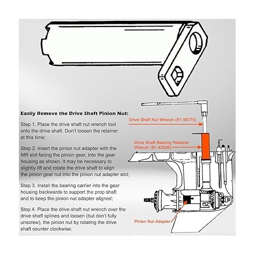  Bonbo 91-43506 Drive Shaft Bearing Retainer Wrench Tool Compatible with Mercury Mercruiser Alpha One Gen 1 Gen 2 Sterndrive Outboard Gearcase, Replaces for OEM Part Number 91-43506T 18-9842 90240