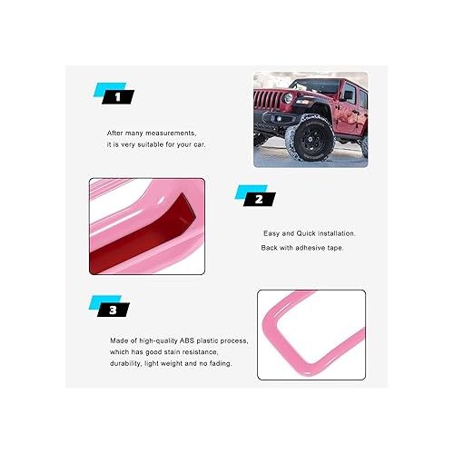  Pink Hood Vents & Side Air Conditioning Vent Outlet & Engine Hood Hinge Cover Trim Decor ABS Decorative for 2018-2023 Jeep Wrangler JL JLU & Gladiator JT