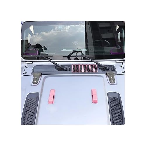  Pink Hood Vents & Side Air Conditioning Vent Outlet & Engine Hood Hinge Cover Trim Decor ABS Decorative for 2018-2023 Jeep Wrangler JL JLU & Gladiator JT